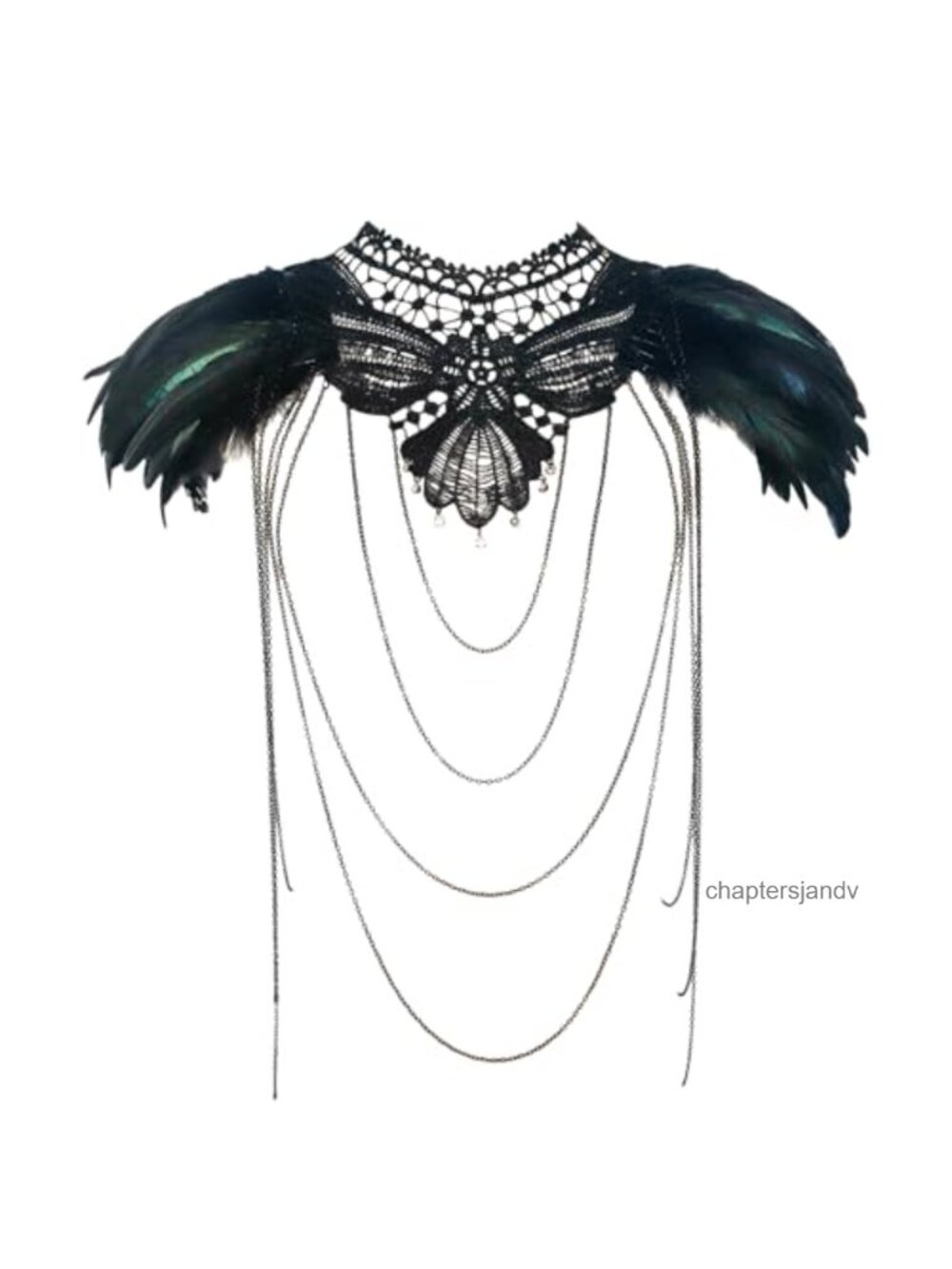 Feather Lace Collar Harness Bib Necklace Chain Shoulder Accessory